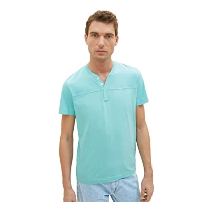 Abbildung von TOM TAILOR Herren 1036419 Serafino T Shirt, 32036 Aqua Streaky Melange, XL