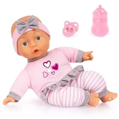 Abbildung von Bayer Babypuppe Puppe, 30 cm rosa/grau (3 tlg)