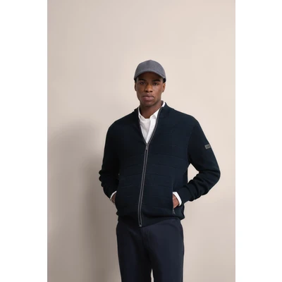 Abbildung von bugatti Stehkragen Strickjacke, Herren, Größe: Medium, Marine