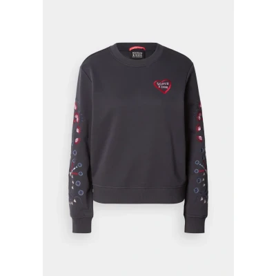 Abbildung von Scotch &amp; Soda Damen Embroidered Sweatshirt, Charcoal a U078, L