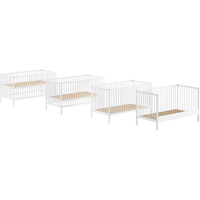 Abbildung von Vipack DINO Baby /Juniorbett 70 x 140 cm, höhenverst. Lattenrost, Buche massiv weiß lackiert
