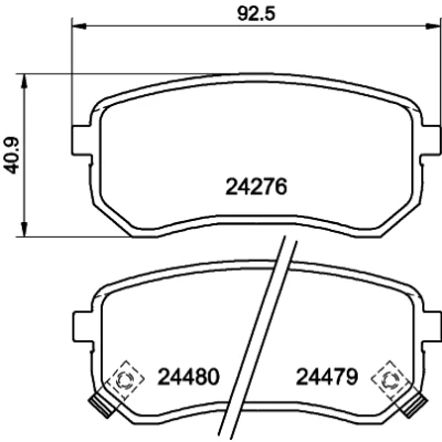 Abbildung von HELLA 8DB 355 006 581 Bremsbelagsatz mit akustischer Verschleißwarnung KIA: Picanto I, II, Kasten / Schrägheck, HYUNDAI: i10 I