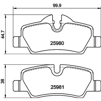 Abbildung von HELLA 8DB 355 021 481 Bremsbelagsatz für Verschleißwarnanzeiger vorbereitet mit Bremssattelschrauben Zubehör MINI: Schrägheck, Cabrio