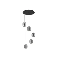 Abbildung von Hängeleuchte Ciampino, schwarz/grau, 5 flg., Glas