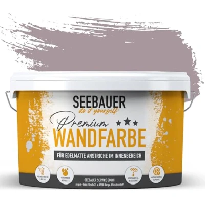 Abbildung von SEEBAUER diy Wandfarbe lila 2,5L für Innen (No. 930 Purple Blossom) Edelmatte Innenfarbe Violetttöne sehr hohe Deckkraft Matt, Abwaschbar und Tropffrei