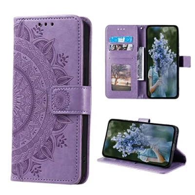 Abbildung von CoverKingz Handy Tasche kompatibel mit Samsung Galaxy S23 Handycase Kartenfach Handyschutzhülle Cover Smartphonehülle klappbar Motiv Mandala Lila