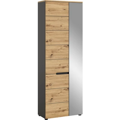 Abbildung von INOSIGN Garderobenschrank &quot;Rehat, Höhe: 190cm, in Basalt grau/ Artisan Eiche, 2 Türen, 6 Fächer&quot;, Garderobe, Flurschrank, Dielenschrank, Kleiderschrank, Garderobenmöbel
