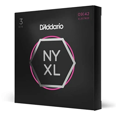 Abbildung von D&#039;Addario E Gitarren Saiten Gitarrensaiten Gitarre Premium DER BELIEBTESTEN SAITENMARKE NYXL0942 3D &quot;New York&quot; Stahl Super Light (09 42) 3er Pack