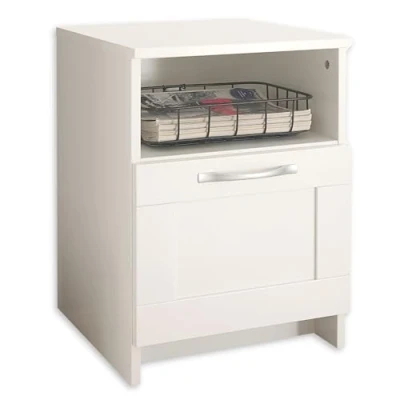 Abbildung von SALIAS Nachttisch in Weiß Moderner Nachtschrank mit Schublade und offenem Ablagefach 40 x 54 42 cm (B/H/T)