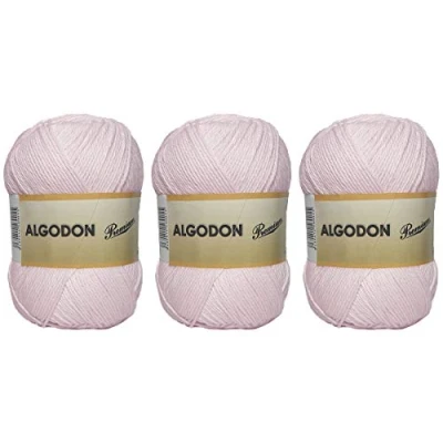 Abbildung von hanselhome Garnknäuel aus Premium Baumwolle 100% perfekt zum Basteln und Handstricken Babyrosa Farbe 100 g, ca. 220 Meter Packung mit 3 Stk