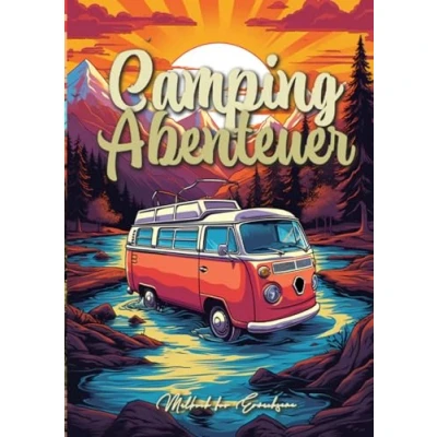 Abbildung von Camping Abenteuer Malbuch für Erwachsene Graustufen: Camper Van Outdoor zelten Graustufen Wald Landschaften Berge 60 S. A4