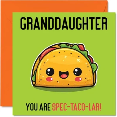 Abbildung von Stuff4 Geburtstagskarte für Enkelin Spec Taco lar lustige von Großeltern, Enkelin, Geburtstagsgeschenke, 145 mm x mm, Witz zum Geburtstag Frauen und sie
