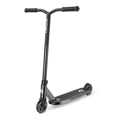 Abbildung von Chilli Pro Scooter™ Rocky Das ORIGINAL Stunt Scooter mit 360 Lenkung High End Stuntscooter für Beginner 110 mm PU Räder Trick Roller Kinder und Erwachsene Farbe schwarz/neochrome