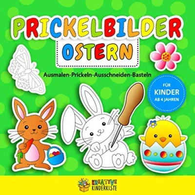 Abbildung von Prickelbilder Ostern Ausmalen Prickeln Ausschneiden Basteln: Prickelblock für Kinder ab 4 Jahren Bastelbuch Mädchen und Jungen