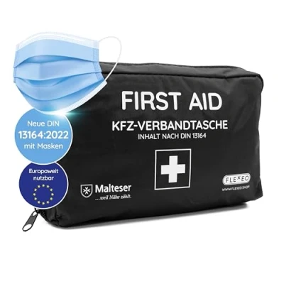 Abbildung von FLEXEO KFZ Verbandtasche DIN 13164:2022, (1 St), Erste Hilfe Set für Autos, PKWs