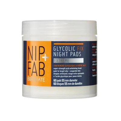Abbildung von Nip+FabNip + Fab Glycolic Fix Night Pads Extreme Peeling Gesichtspads mit Glykolsäure für die Nacht Säurepeeling Intensives 60 Stücke
