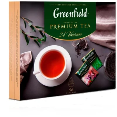 Abbildung von GREENFIELD tea SET PREMIUM 96 Beutel (tea bags) 24 Sorten Geschenkset tee collection schwarztee, Grüner Tee, Kräutertee 167,2g (96 Tassen)