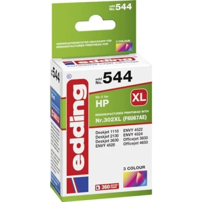 Abbildung von Edding Tintenpatrone Edd 544 Ersetzt HP 302XL (F6U67AE) 3 farbig 16 ml