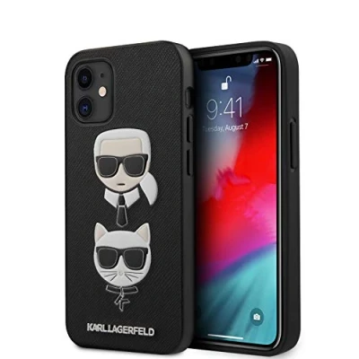 Abbildung von KARL LAGERFELD KLHCP12SSAKICKCBK Saffiano Ikonik Karl&amp;Choupette Head Hülle für iPhone 12 Mini 5,4&quot; schwarz