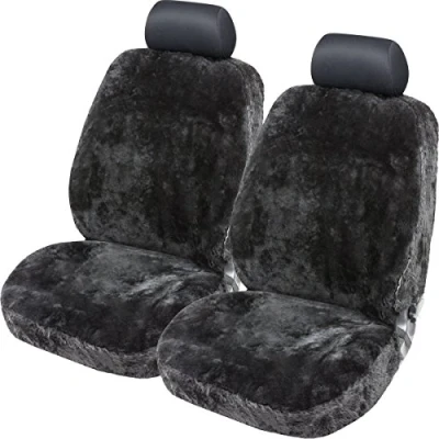 Abbildung von Torrex 2Stk Lammfell Sitzbezug kein Patchwork Vollbezug mit allgemeiner Betriebserlaubnis (ABE) Universalgröße (Farbe Schwarz, 2 Bezüge)