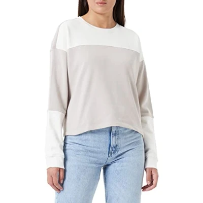 Abbildung von TOM TAILOR Denim Damen Colorblock Pullover 1032934, 30470 Beige Grey Colorblock, M