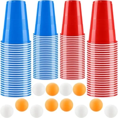 Abbildung von Kasanni Beer Pong Becher Set, 500ML Bierpong Enthält 12 Tischtennisbälle und 50Becher, Beerpongbecher, Wiederverwendbare Partybecher für Weihnachten Party Geburtstag Festivals Hochzeit Camping