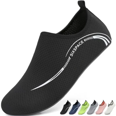 Abbildung von Sixspace Badeschuhe Herren Wasserschuhe Schwimmschuhe Männer Frauen Strandschuhe Aquaschuhe Barfußschuhe(Schwarz 42 EU)