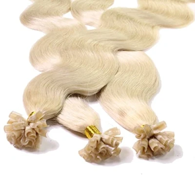 Abbildung von hair2heart Extensions Echthaar Bondings Gewellt 50 Strähnen 1g 60cm 10/0 hell lichtblond