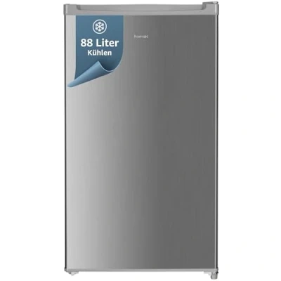 Abbildung von homeX Kühlschrank ohne Gefrierfach, Vollraumkühlschrank klein 88L Nutzinhalt, freistehend und kompakt, Tischkühlschrank leise 39 dB, Fridge mit LED Innenbeleuchtung Temperaturregelung, silber