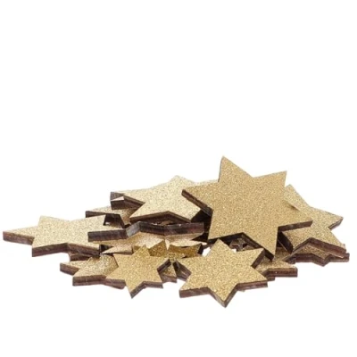 Abbildung von Dadeldo Living &amp; Lifestyle Deko Sterne Gold 24er Set Holz Weihnachtsdeko