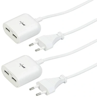 Abbildung von revolt USB Laden: 2er Set 2Port Netzteil mit 150cm Kabel und Smart Power Technologie (Steckdose USB, Ladegerät Steckdose, Handy Ladestation)