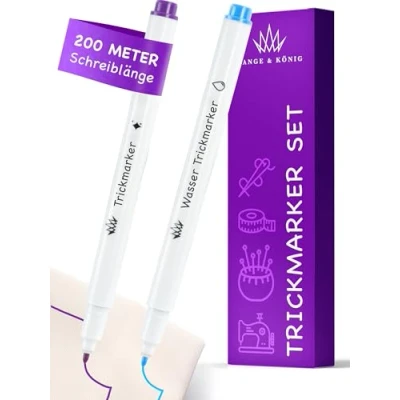 Abbildung von Lange &amp; König® Trickmarker Set Selbstlöschend Wasserlöslich [200m Schreiblänge] Nähzubehör Nähen Zubehör Schneiderkreide Alternative Nähmaschinen Stoffe Nähzeug Sewing Accessories