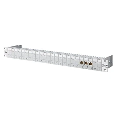 Abbildung von METZ CONNECT E DAT modul 24x8(8) 1HE Patchfeld Cat.6A, lichtgrau