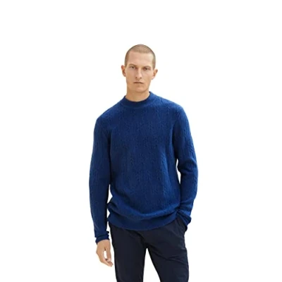 Abbildung von TOM TAILOR Herren Strickpullover mit Zopfmuster 1033661, 19168 Hockey Blue, S