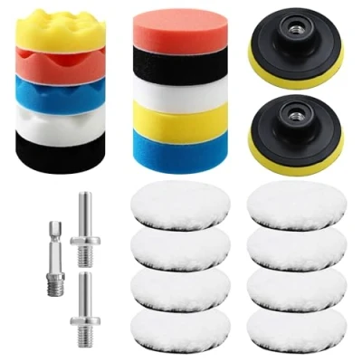 Abbildung von 23 Stück 80mm Polierschwämme Pads,Polierset Auto, Auto Polier Set,Polieraufsatz Akkuschrauber Set,für Poliermaschine Zum Polieren, Schleifen, Wachsen