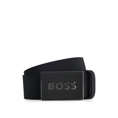 Abbildung von BOSS Ledergürtel Icon S1 Sz40 mit großem Schriftzug auf der Schnalle
