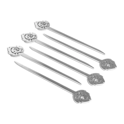 Abbildung von BURNHARD Burgerspieße, 6 Stück, aus rostfreiem Edelstahl, Metallspieße mit breiter Grifffläche, 15 cm Lange Schaschlikspieße, als Fleischspieß oder Grillspieß