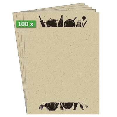 Abbildung von SIGEL DP617 Hochwertiges Motivpapier, Druckerpapier &quot;Kitchen utensils&quot;, A4, 100 Blatt, aus nachhaltigem Graspapier, Motiv beidseitig, g, Speisekartenpapier, Papier