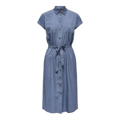 Abbildung von ONLY Damen Onlhannover S/S Shirt Dress Noos WVN Blusenkleid Mit Bindegürtel, Vintage Indigo, 34