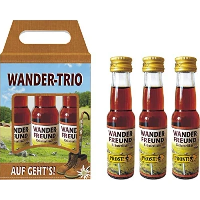 Abbildung von 3er Kräuterlikörbox Kräuterlikör Box 3 x 0,02 L 32% vol. für Männer Männergeschenk Hobby zum Geburtstag Männertag wandern Wander Freund Wanderfreund (Wander Trio 52066)