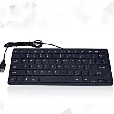 Abbildung von CCYLEZ Kabelgebundene USB Minitastatur, universelle ultradünne 78 Tasten Tastatur, tragbare Multimedia Minitastaturen für Desktop Computer Laptop PC(Schwarz)