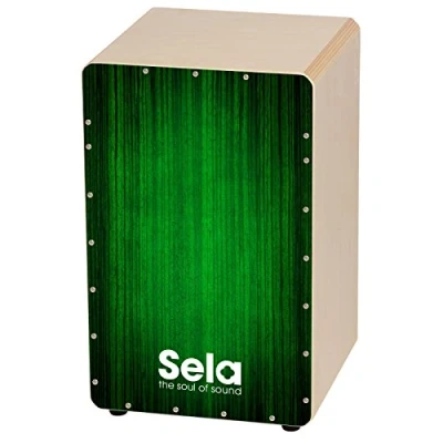 Abbildung von Sela SE 053 Varios Green Snare Cajon mit System, geeignet für Anfänger und Fortgeschrittene, Made in Germany