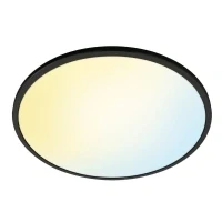 Abbildung von WiZ SuperSlim Deckenleuchte Tunable White, dimmbar, warm bis kaltweiß, 22W, smarte Steuerung per App/Stimme über WLAN, schwarz