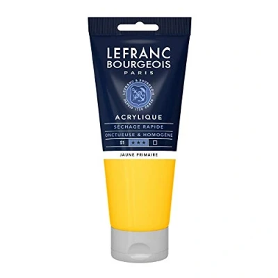 Abbildung von Lefranc Bourgeois 300419 Fine Acrylfarbe Primärgelb, 200ml Tube, cremige auf Wasserbasis, schnell trocknend, lichtecht, wasserfest