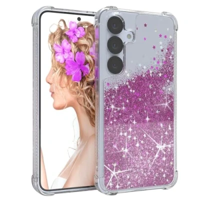 Abbildung von EAZY Case Glitzer Hülle kompatibel mit Galaxy S25 Handyhülle für Silikon leichtes Shiny Cover stoßfestes Phone als Fallschutz in Liquid Lila