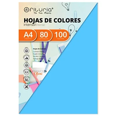 Abbildung von OFITURIA Pack 100 Hojas Color Azul Tamaño A4 80g