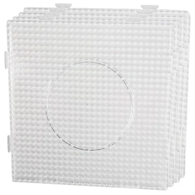 Abbildung von Smowo® 4 Bügelperlen Platten 5mm Steckplatten Quadratisch und transparent zusammensteckbar mit Stiftplatten 14,5 x cm