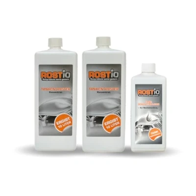 Abbildung von 2 Liter Rostio Tankentroster + 500ml Tank Schutzemulsion Tankversiegelung Set Tankentrostung leicht gemacht