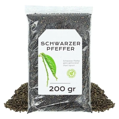 Abbildung von Schwarzer Pfeffer Ganz 200gr Pfefferkörner Gewürze Lose (200 gr, Pfeffer)