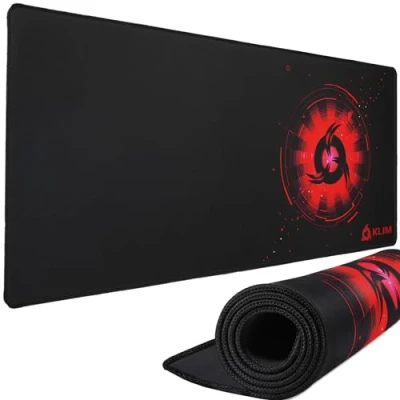 Abbildung von KLIM Mousepad XXL Erweiterte Oberfläche Extra großes Gaming Mauspad rutschfeste Gummiunterlage Hochpräzise texturierte 900 x 400 4 mm Rot